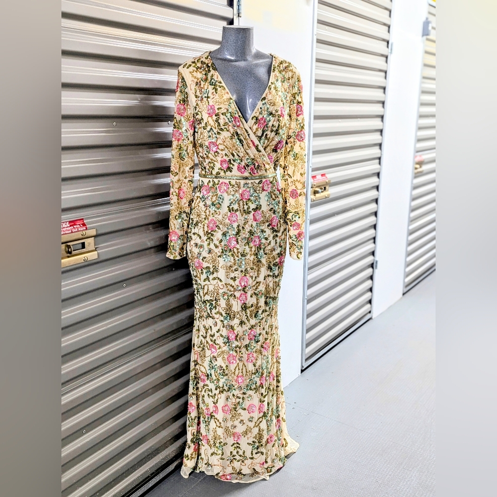 New Mac Duggal Floral Embroidered Gown